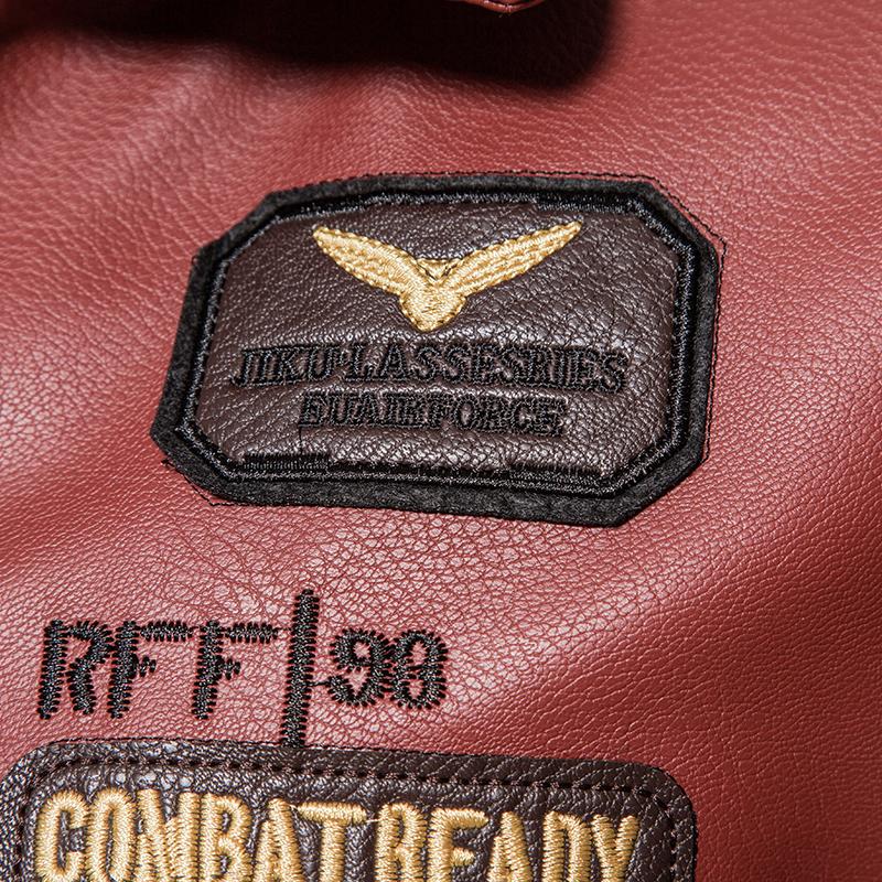 Autumn Winter Embroidered Leather Jacket Men Fleece Pu Leather Waterproof Motorcycle Jacket