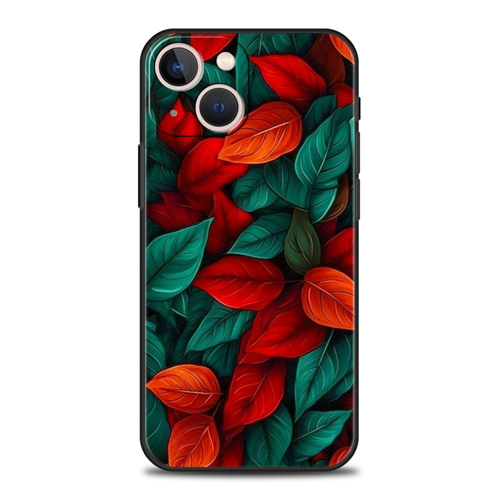 Мультяшный чехол-накладка с листьями для iPhone 17 16 15 14 13 12 Pro Max 11 Pro Max 17 AIR Plus Ударопрочный мягкий ТПУ корпус Fundas Capas