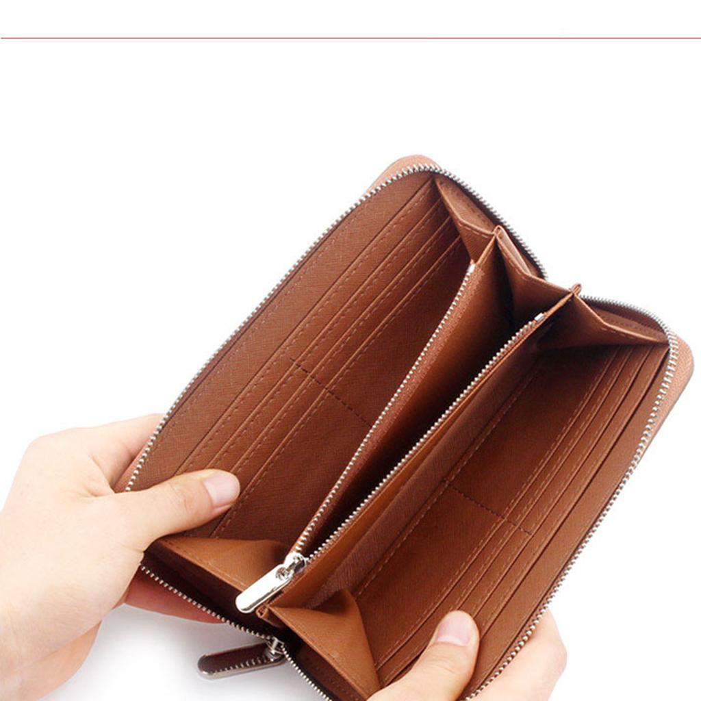 Женский кошелек из натуральной кожи, большой вместительный мужской кожаный клатч, модный длинный стандартный кошелек на молнии, сумка для денег