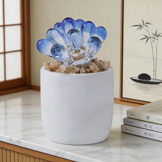 Милая миниатюрная фигурка цветка из искусственного хрусталя, коллекционный Ornament-цветок из выдувного стекла в горшочке, Подарки на День матери, День рождения, Рождество