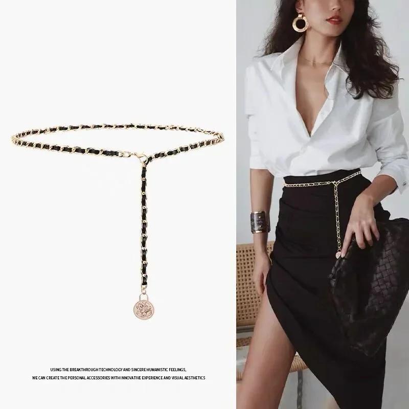 Ladies' Thin Waistband Dress Skirt Chain Belt Luxury Dinner Party Metal Woman Chain Gold Silver Waist Chain Jeans Design New