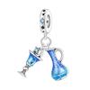 Winter Snowflake Copper Silver Plated Bracelet Pendants Colorful Zircon Necklace Charms Beads DIY Jewelry Accessories for Party