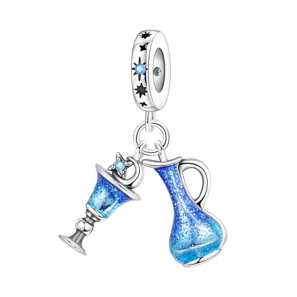 Winter Snowflake Copper Silver Plated Bracelet Pendants Colorful Zircon Necklace Charms Beads DIY Jewelry Accessories for Party