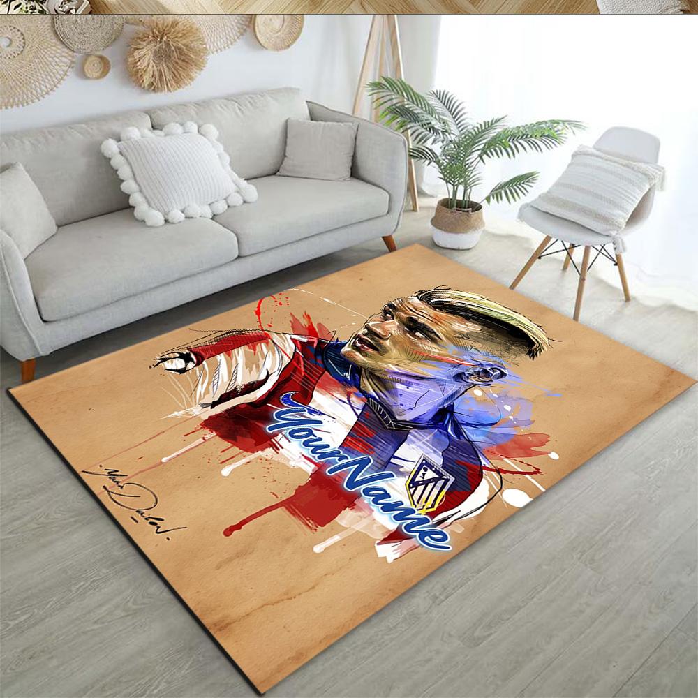 Atletico Madrid Customized Name Area Rug Suitable for Playrooms Study room Decorate room Foyer Anti-slip Rug Anime Office Decor