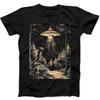 Raccoon And UFO Night Best Seller Funny Gift Black Tee T Shirt 324