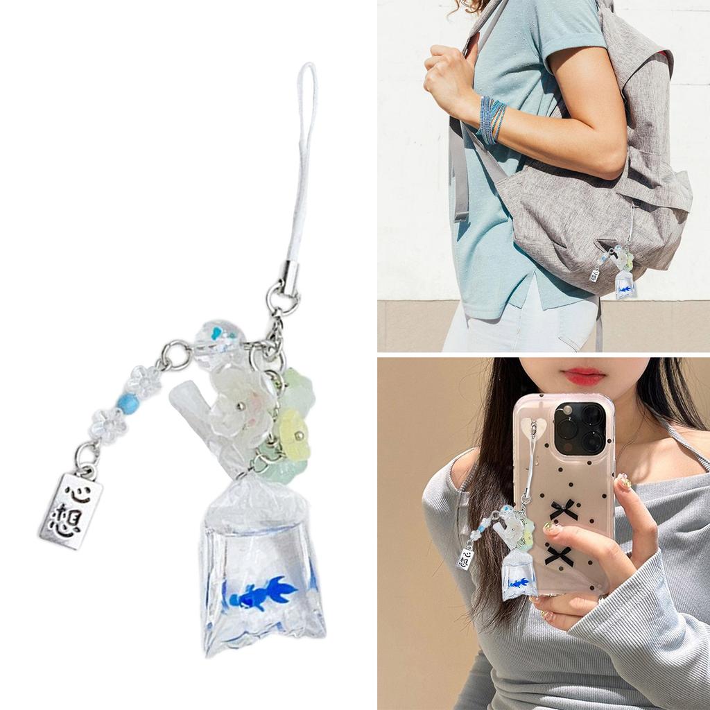 Sweet Small Fish Flowers Phone Charm Straps Car Key Hangings Pendants Fashion Bag Decoration Lanyard Purse Accessories