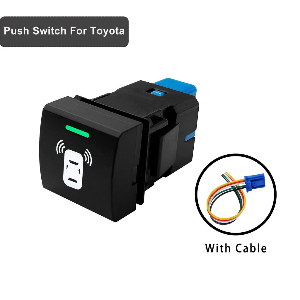 12V Green White LED Backlit Push Button Switch Power Horn Fixed Momentary Type For Toyota Prado 150 Series Corola Camry RAV4