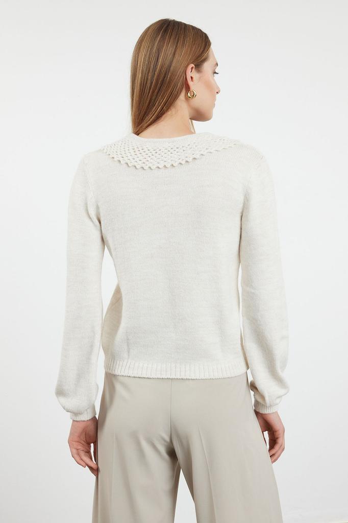 Women's Fashionable Stylish Sweater Stone Collar Detailed Knitwear Sweater