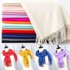 Women Scarf Shawl Soft Thickened Solid Color Winter Warm Tassels Fashion Accessories