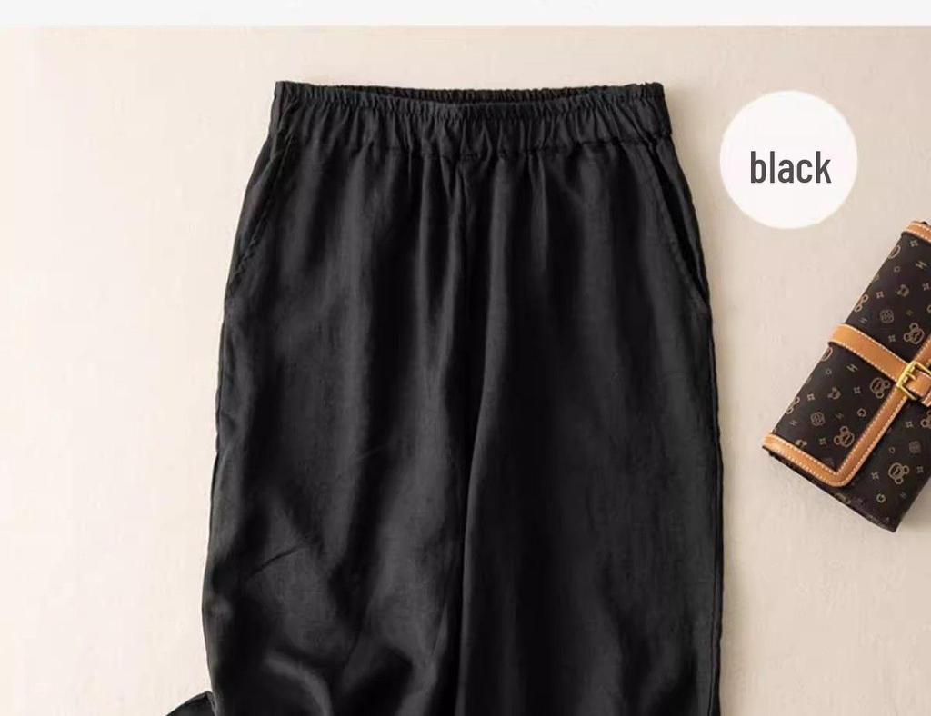 Женские ретро шорты свободного кроя из хлопка и льна, широкие штанины, темно-синие