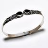 Браслет-манжета ручной работы с черной шпинелью и драгоценным камнем 925 пробы с серебряным покрытием
