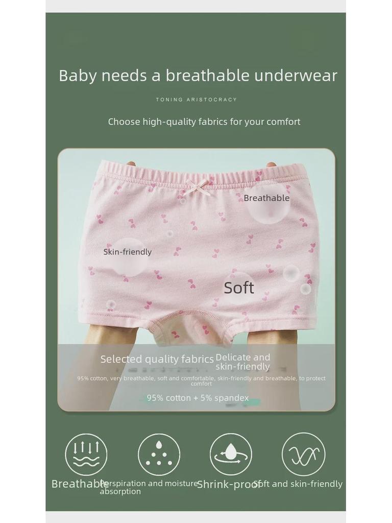 Детские хлопковые антибактериальные шорты-боксеры с рисунком среднего и большого размера для девочек