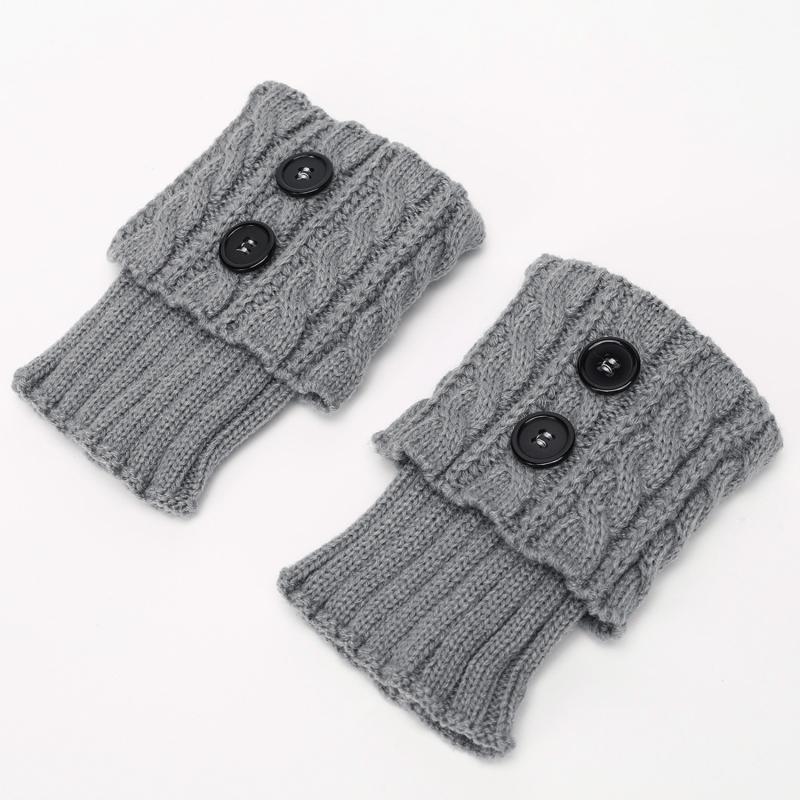 Вязаные шерстяные носки с пуговицами, жареные в тесте, теплые осенью и зимой, короткие защитные наколенники для ног, женские теплые накладки на ноги