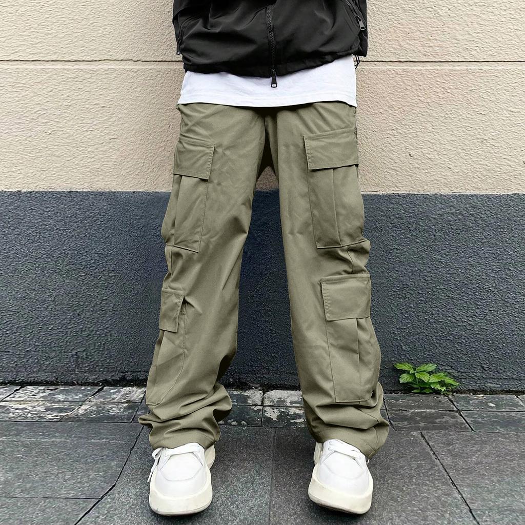 Men's Overalls Drawstring Multi Pocket Casual Pants Hiking Pants Cotton Twill Pants