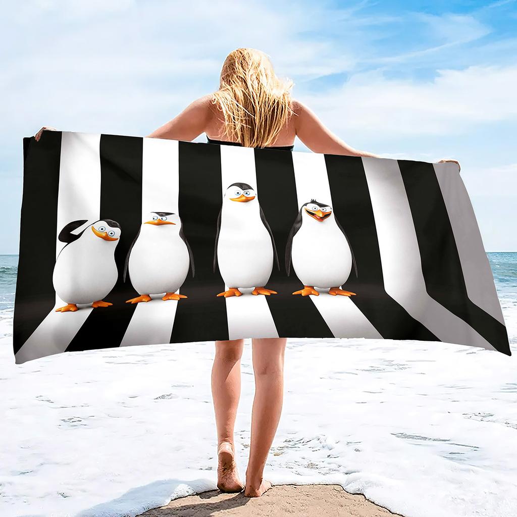 Little Penguin Printing Series Seaside Resort Beach Towel Swimming Bath Towel Sports Towel
