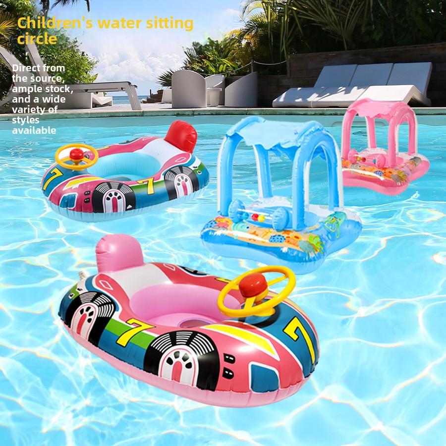 Large Thickened Eco-friendly PVC Children's Cartoon Car Inflatable Water Swimming Seat Ring for Baby and Kids