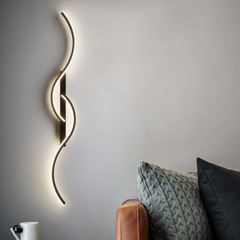 Скандинавский современный светодиодный простой длинный настенный светильник минималистская спальня гостиная решетчатая лампа диван ТВ фон декоративный свет