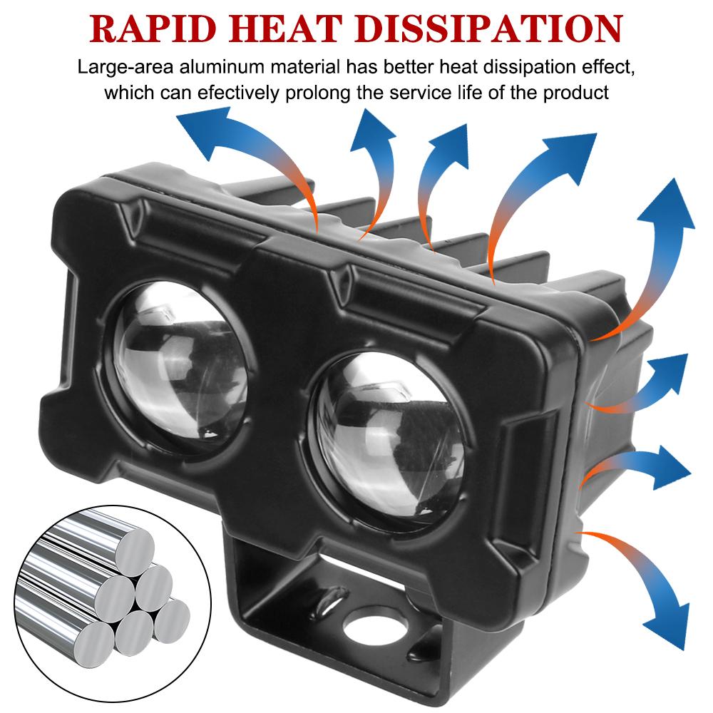 Двухцветный белый желтый свет Мотоциклетная светодиодная линза Прожектор Двойные линзы Прожектор Мотоциклы Вспомогательная противотуманная фара 1 шт. 20 Вт