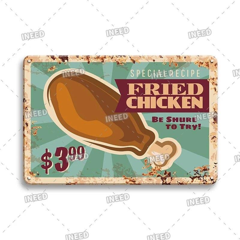 Mfoever Burger Sign Best In Town Beef BBQ Vintage Decor Hotdogs Kitchen Decorations Wall Plaque Retro Decor Vintage Food Sign