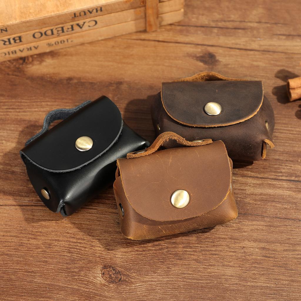Head Layer Cowhide Coin Bag Mini Earphone Bag Genuine Leather Small Money Bag Small Storage Bag Coin Purse