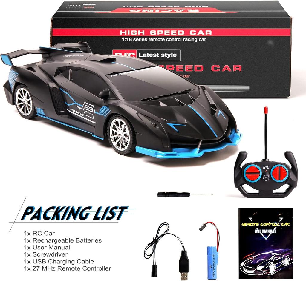 Машинка с дистанционным управлением 2,4 ГГц, перезаряжаемая, высокоскоростная, 1/18, радиоуправляемые машинки, игрушки, гонки, хобби, с фарами, рождественские подарки на день рождения для детей