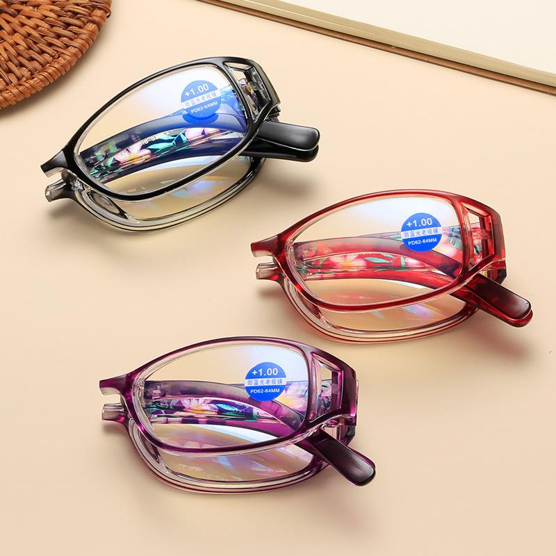 Portable Folding Magnifying Glasses Foldable Reading Glasses Anti Blue Light Blocking Eyeglasses Set With Case Cloth