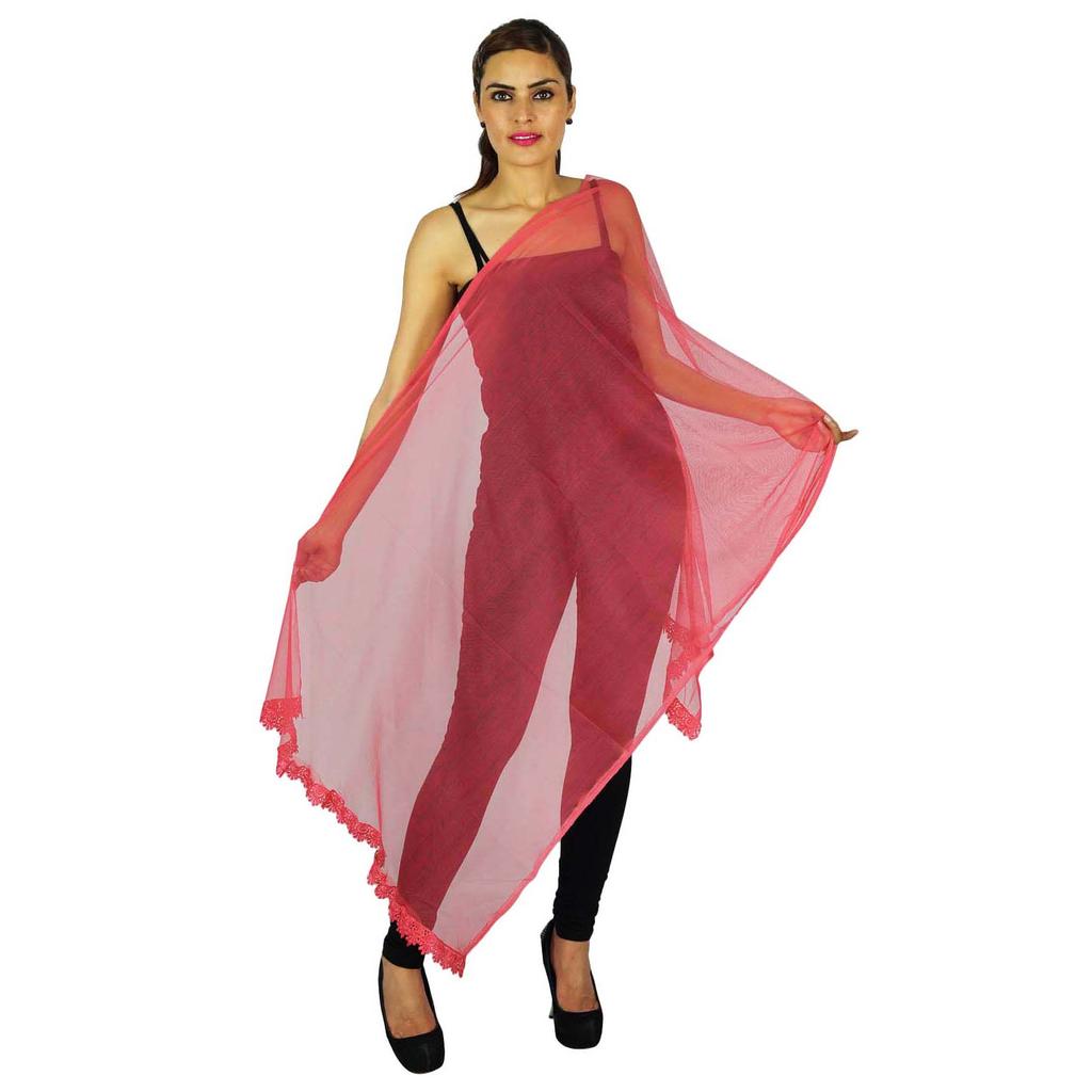 Indian Neck Wrap Long Stole Net Chunni Fashion Scarf Women Hijab Dupatta