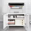 White Mobile Metal Printer Cabinet with Door & Adjustable Shelf, Rolling Storage File Cabinet for Home Office & Small Spaces