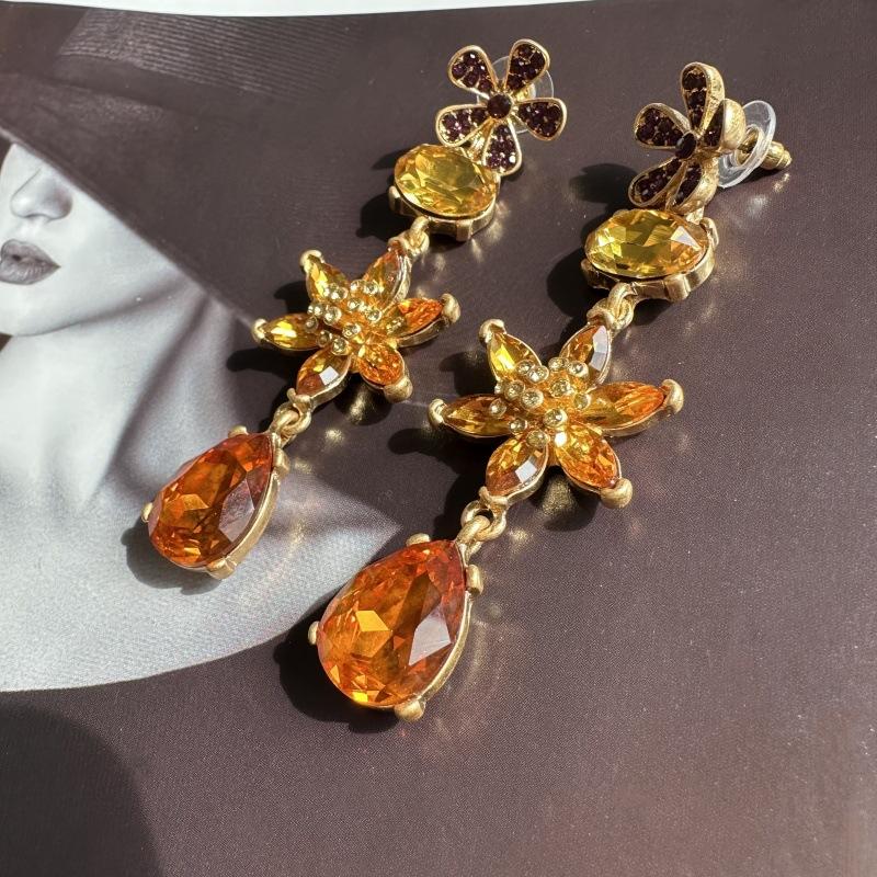 Модная бижутерия Новые элегантные серьги-подвески в виде цветка с кристаллами из граненого стекла в форме капли для женщин, Идеальный аксессуар для вечеринки