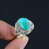 Заметное кольцо из стерлингового серебра 925 пробы с бирюзовым драгоценным камнем натуральной овальной формы, массивное кольцо с бисером для женщин и девочек