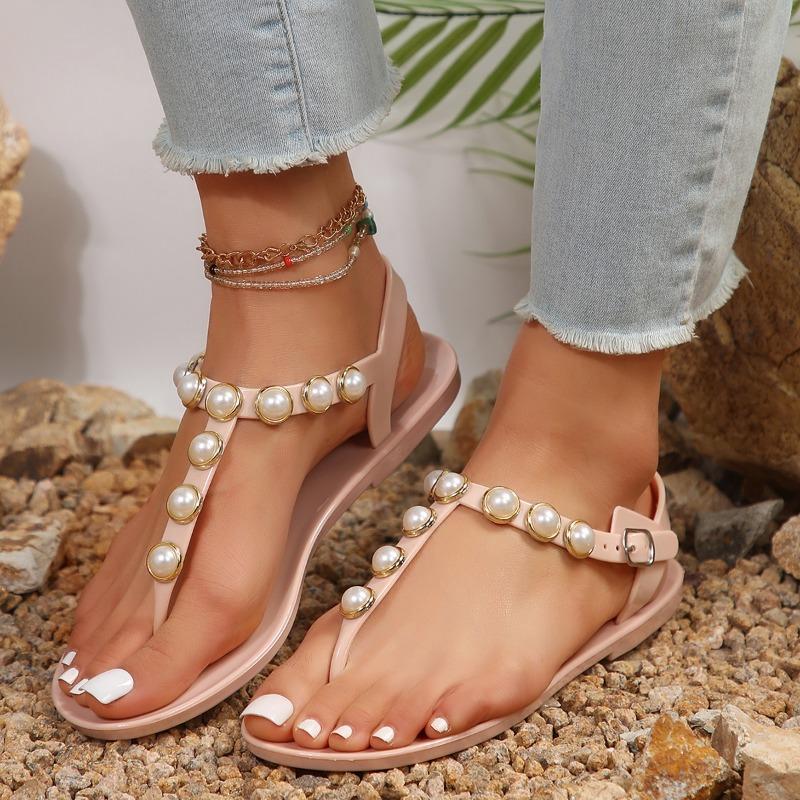Модная женская обувь 2024 года, летние женские сандалии с ремешком на щиколотке, пляжные шлепанцы, модные золотые римские женские сандалии на плоской подошве Sandalias De Mujer