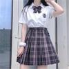 Аутентичный женский японский JK комплект униформы Yamabuki в клетку с коротким рукавом и плиссированной юбкой