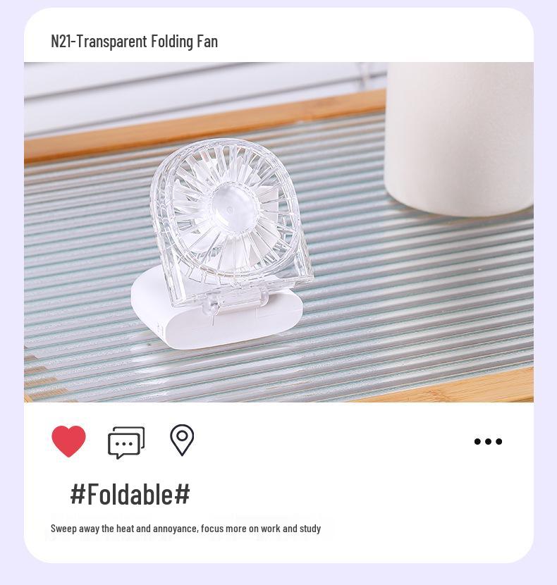 25th Anniversary Folding Transparent Mini Portable Neck Fan for Travel & Camping