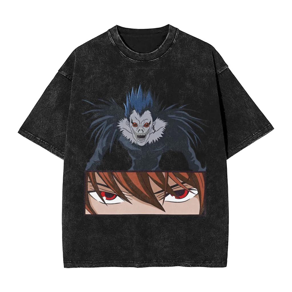 Футболки с принтом манги DEATH NOTE L Lawliet, футболки оверсайз с графическим принтом, стираные, с коротким рукавом, хлопковые, свободные, удобные, женская и мужская одежда