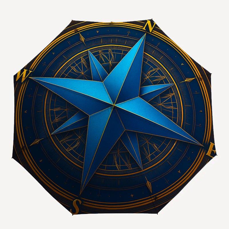 Navigate Your Journey: Compass Rose DesignUmbrella with Cute Design, Portable 3-Fold Compact Umbrella for Men & Women, Valentine's Day Mother's Day Ha