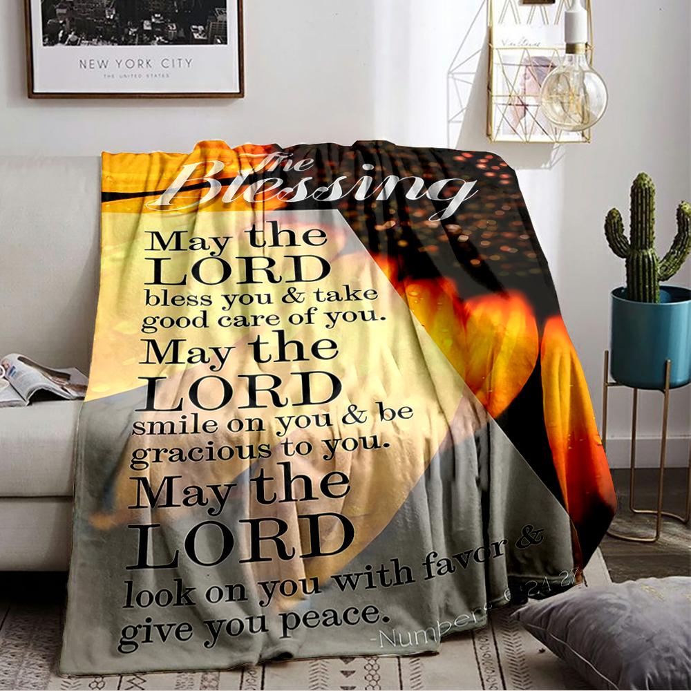 Inspiring religious quote on floral backgroundFlannel blanket for bedroom, living room, sofa, and nap