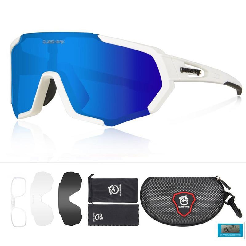 Queshark Cycling Glasses Polarized Sports Sunglasses Men Women with 3 Interchangeable Lens Anti-UV400 Bike Eyewear