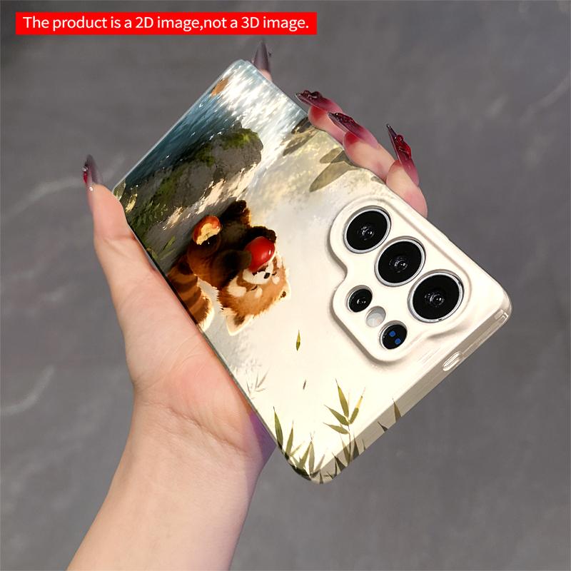 2DFlat Samsung phone case Red Panda Eating Apple by Stream Applicable to Galaxy S23 S24 S25ULTRA S26 A12 A14 A15 A16 A54 A55