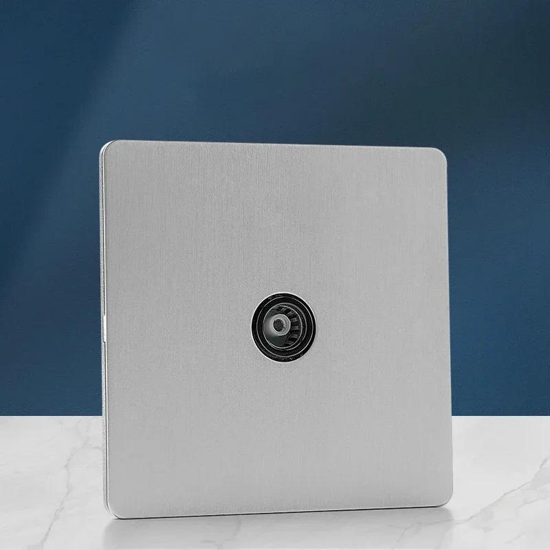 Wall Light Toggle Retro Switch Panel 1-4 Gang2Way Eu Silver Gray Brushed Stainless Steel Antique Switch Outlet with USB Charging