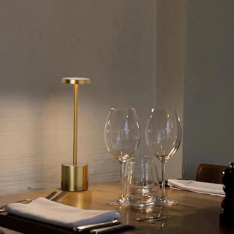 Simple LED Rechargeable Touch Metal Table Lamp Three Colors Bedside Creative Ambient Light Bar Outdoor Decoration Night Light