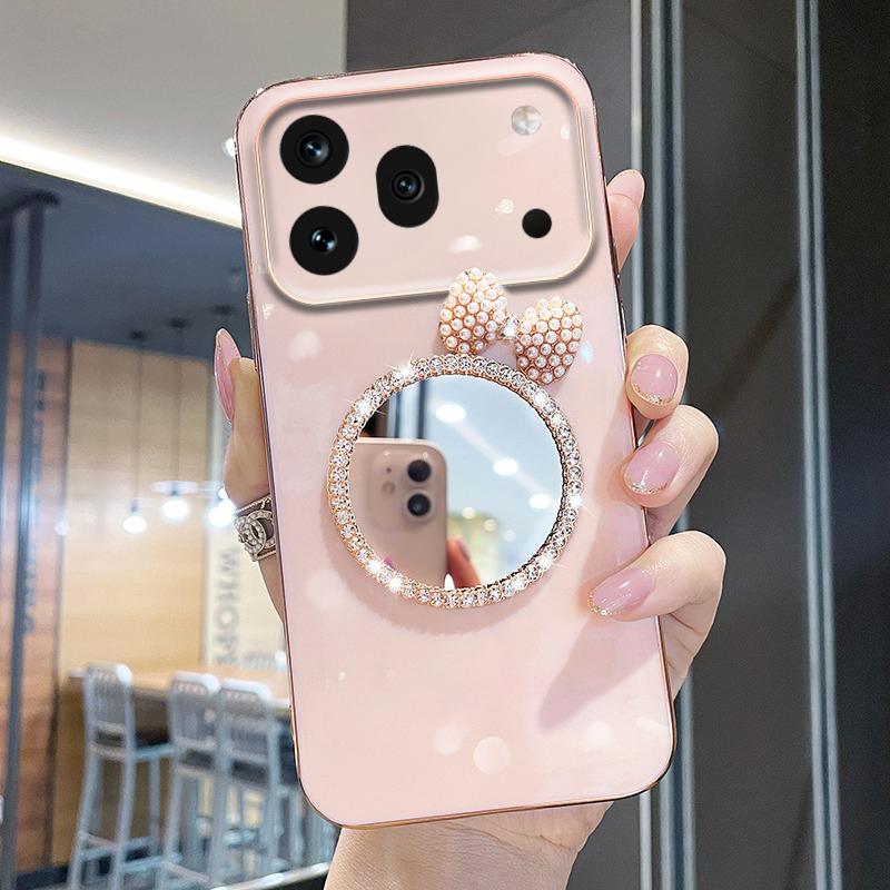 For Honor 600 Pro Case Soft Plating brick inlaid pearl butterfly makeup mirror Smooth Electroplated For Honor 600 Pro Back Cover