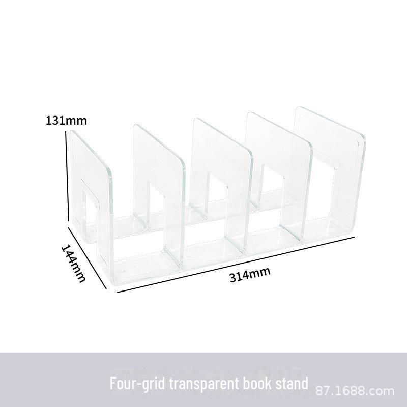 Книжная полка из разноцветного акрила с четырьмя колоннами: Прозрачная стойка для хранения офисных и студенческих настольных принадлежностей