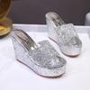 Fish Mouth Super High Heel Women's Sandals Summer New Sequins Fashion Catwalk Wedge Heel Fashion Casual Women's Shoes