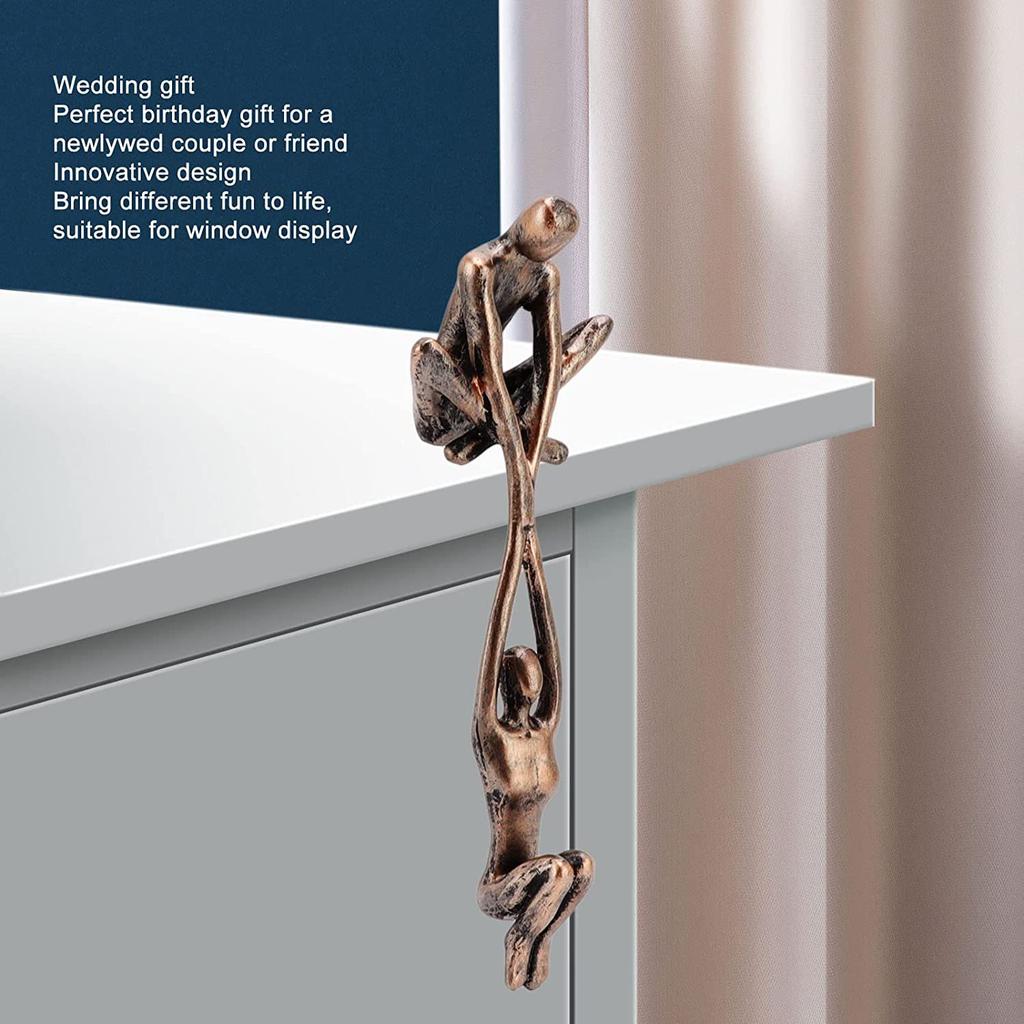 1pc Abstract Metal Art Sculpture Couple,Man Lifting Woman From Ledge,Anniversary, Metal Couple Modern Sculptures Home Decor