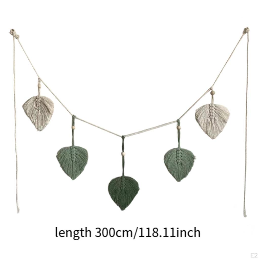 Macrame Wall Hanging Leaf Tapestry Woven Leaves Garland Banner Delicate Nordic Background Art