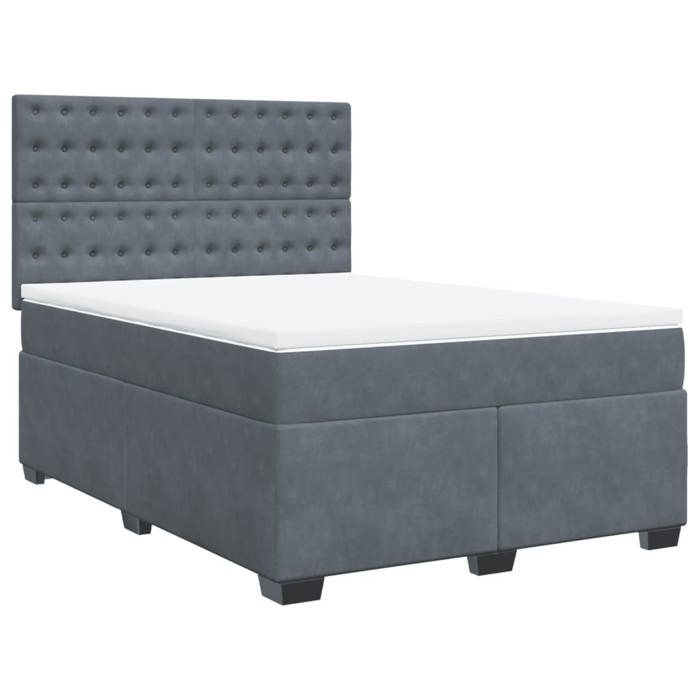 Cadre de lit avec matelas - Maison Exclusive - Velours gris foncé - 160x200cm - Tête de lit réglable