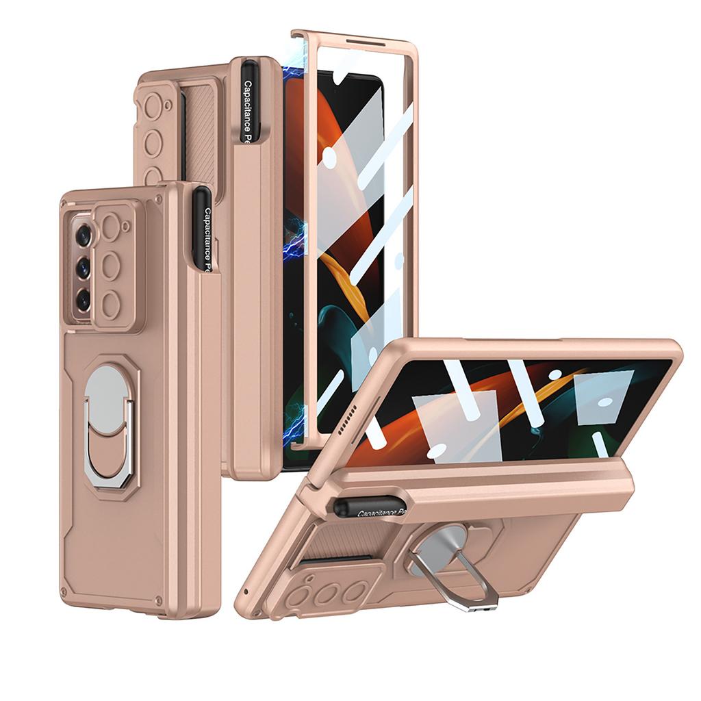 Подходит для Samsung Z FOld2 Магнитный чехол для телефона Броня Выдвижное окно Мода Бизнес Держатель для ручки Складная защитная крышка