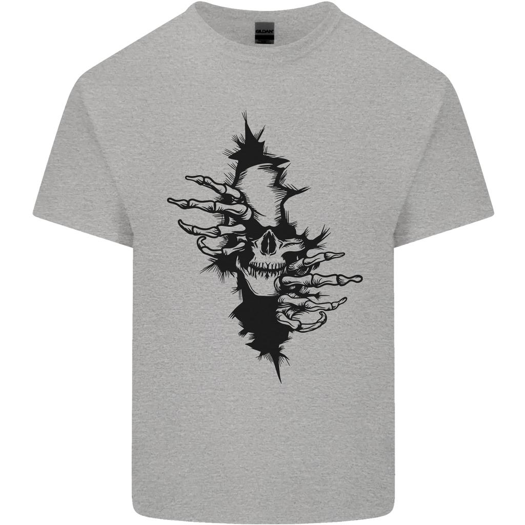 A Skull From a Ripped Shirt Gothic Goth Biker Unisexs Light Cotton TShirt