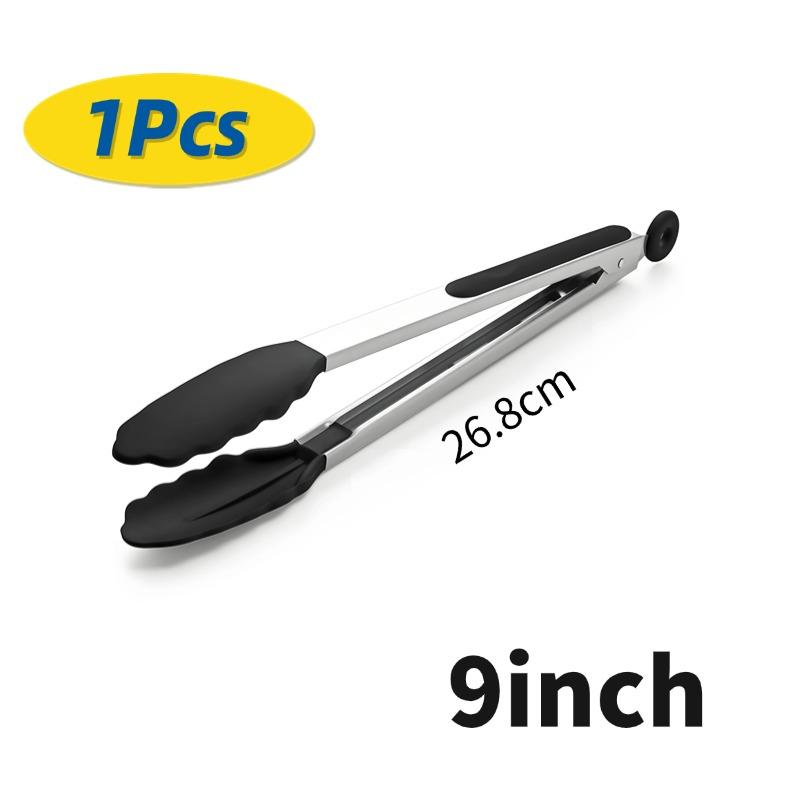 1/3Pcs Silicone Stainless Tong Steel Anti Scalding BBQ Food Tongs Non-Stick Resistant Barbecue Tongs Salad Tong 7/9/12inch