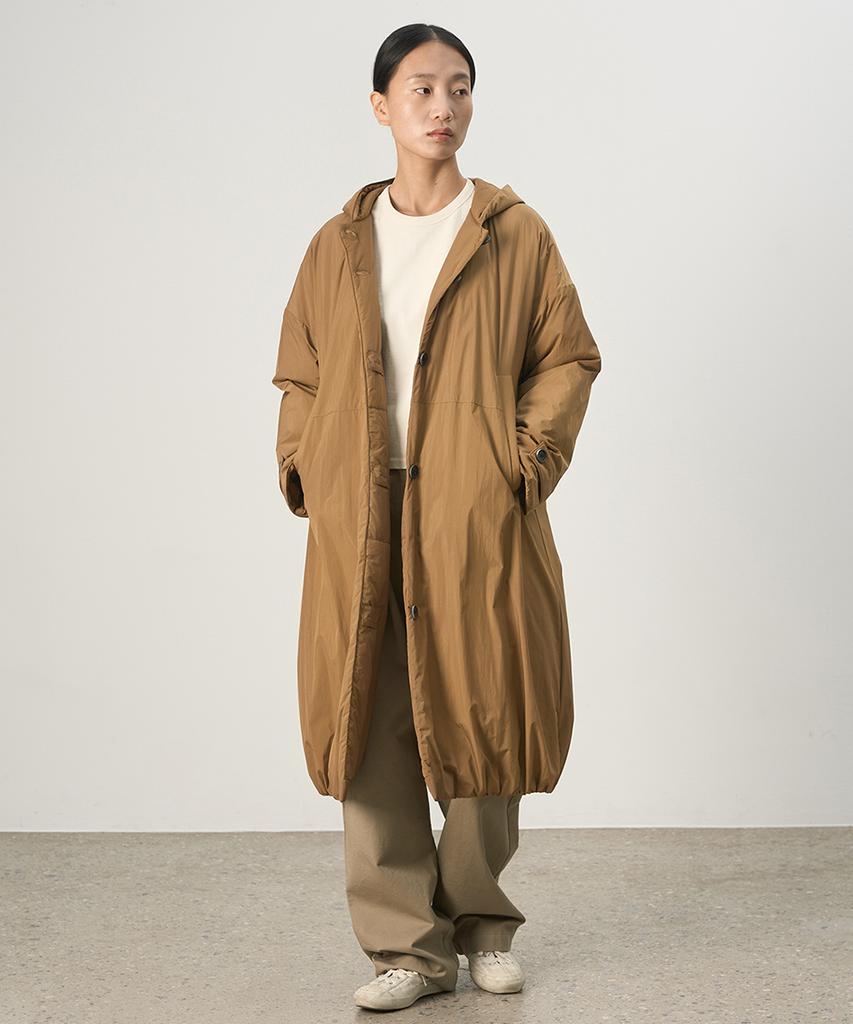 Rough Side White Label Under Puff Coat Camel